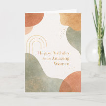 Cartão de Aniversário Boho com Formas Orgânicas Ab