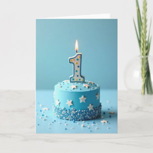 Cartão de Aniversário Bolo Azul Um