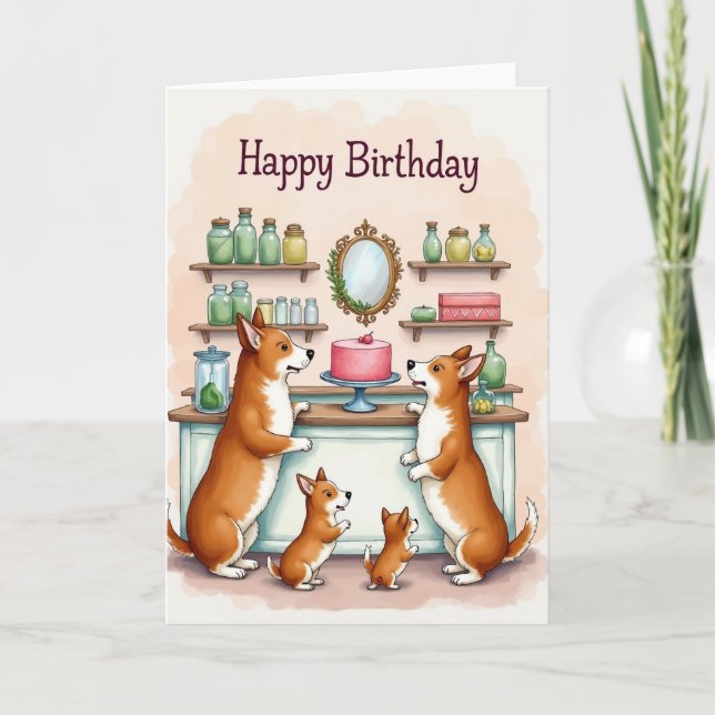 Cartão de Aniversário Bolo de Cachorrinho (Frente)