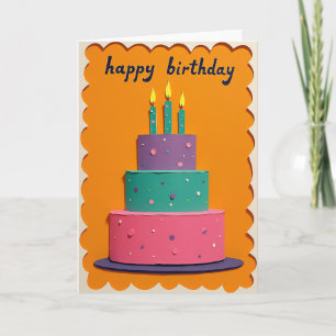 Cartão de Aniversário Bolo Papercut