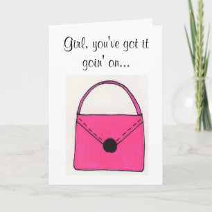 Cartão de Aniversário Bolsa Rosa