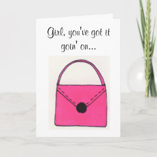 Cartão de Aniversário Bolsa Rosa