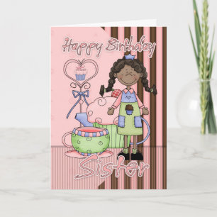 Cartão de aniversário bonito da irmã - cupcakes