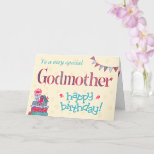 Cartão de aniversário bonito para madrinha, Buntin