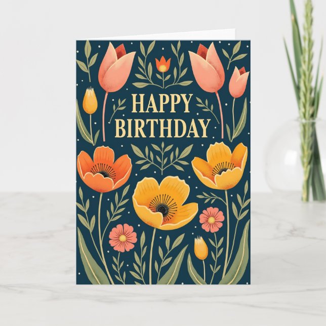 Cartão de Aniversário Botânico (Frente)
