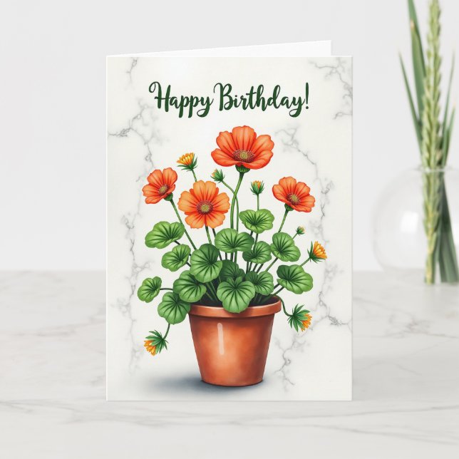 Cartão de Aniversário Botânico Alegre (Frente)