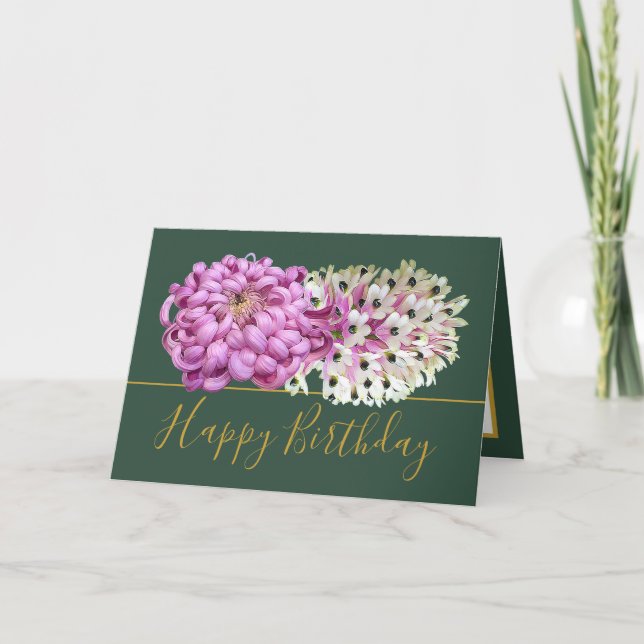 Cartão de Aniversário Botânico Chic Orquídea Branc (Frente)