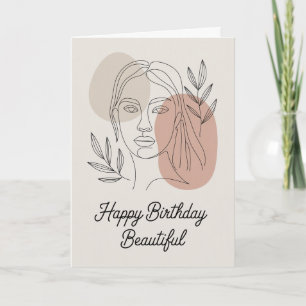 Cartão de Aniversário Botânico de Linha Feminina M