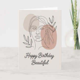 Cartão de Aniversário Botânico de Linha Feminina M