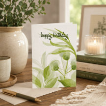 Cartão de Aniversário Botânico – Luz de Jardim