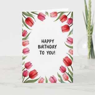 Cartão de Aniversário Botânico Rosa