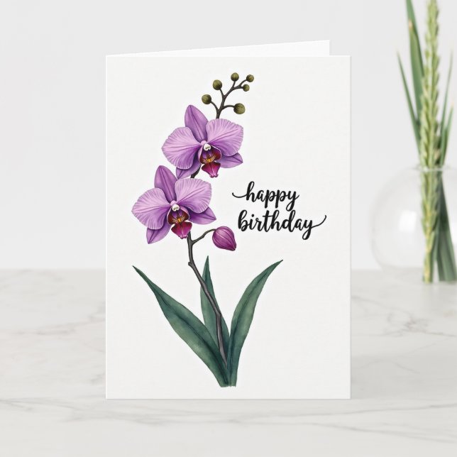 Cartão de Aniversário Botânico Suave (Frente)