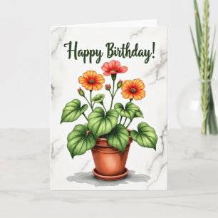 Cartão de Aniversário Botânico Vibrante