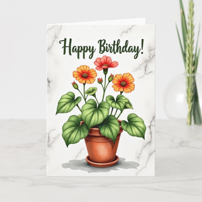 Cartão de Aniversário Botânico Vibrante (Frente)
