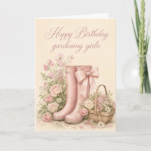 Cartão de Aniversário Botas de Jardim Coquette