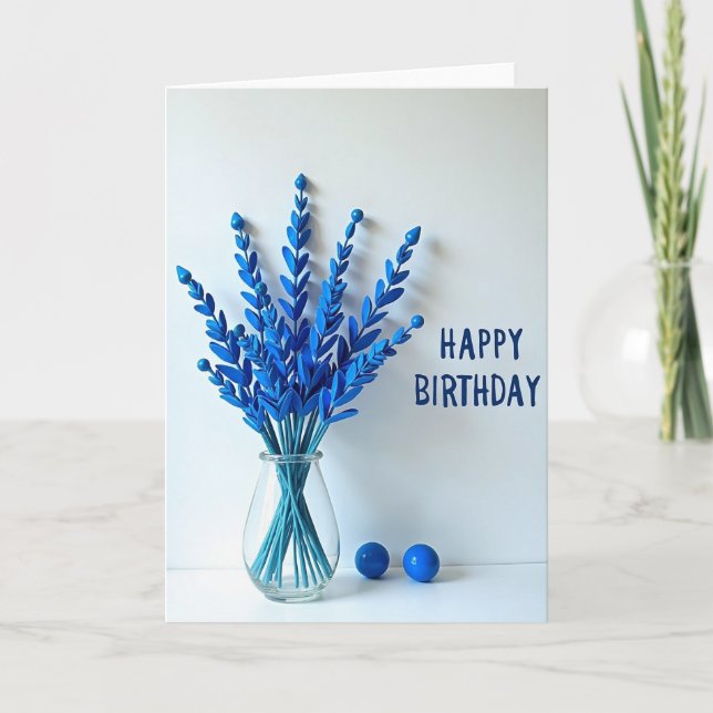 Cartão de Aniversário Bouquet de Cobalto (Frente)