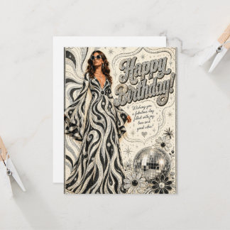Cartão de Aniversário Brilhante Rainha do Disco