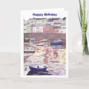 Cartão de aniversário, Brixham Harbour Devon Reino