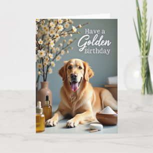 Cartão de Aniversário Cachorro Dourado