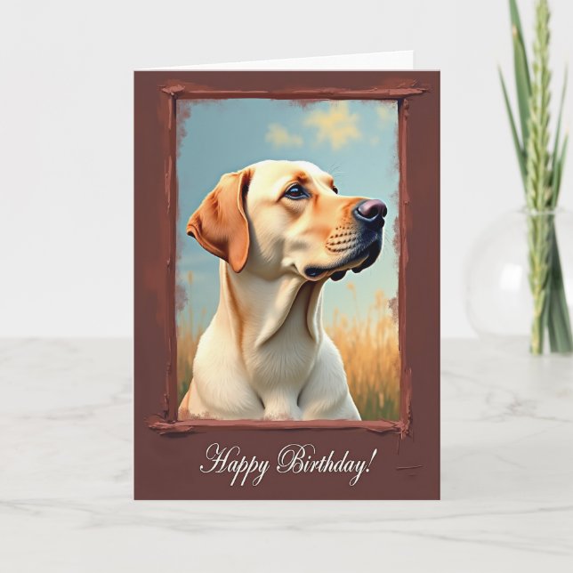Cartão de Aniversário Cachorro Marfim Doce (Frente)