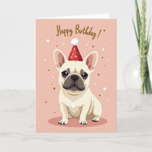 Cartão de Aniversário Cachorro Rosa Alegre