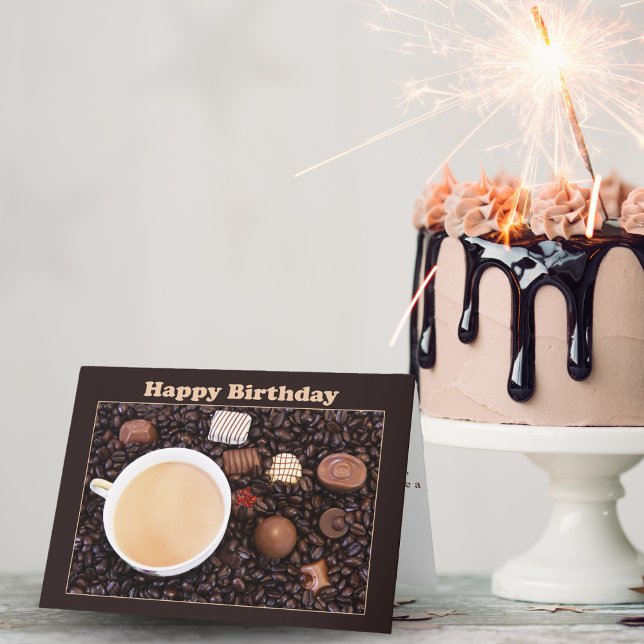 Cartão de Aniversário Café e Chocolate (Criador carregado)