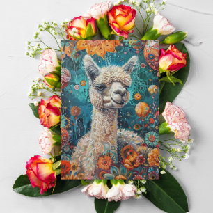 Cartão de Aniversário Caprichoso de Alpaca