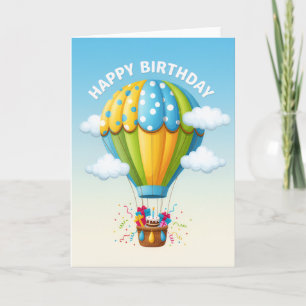 Cartão de Aniversário Caprichoso de Balão de Ar Qu