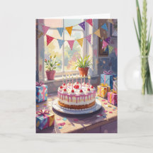 Cartão de Aniversário - Cartão de bolo de Aniversá