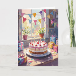 Cartão de Aniversário - Cartão de bolo de Aniversá