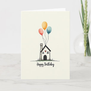 Cartão de Aniversário Casa Aconchegante