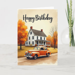 Cartão de Aniversário Casa Outonal