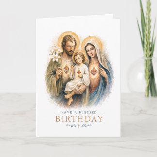 Cartão de Aniversário Católico da Sagrada Família