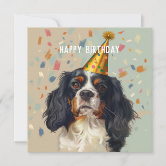 Cartão de Aniversário Cavalier King Charled Spanie