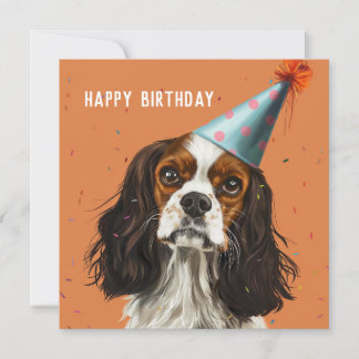 Cartão de Aniversário Cavalier King Charled Spanie