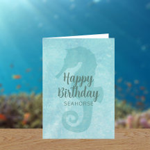 Cartão de Aniversário Cavalinho-Marinho Fofo