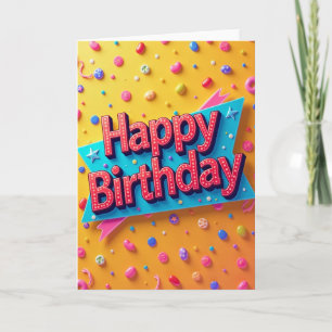 Cartão de Aniversário Celebração com Letreiro