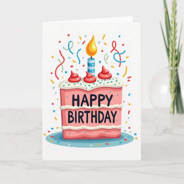 Cartão de Aniversário Celebração com Vela (Frente)
