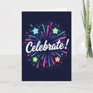 Cartão de Aniversário Celebração Neon