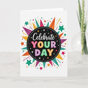 Cartão de Aniversário Celebração Pontilhada