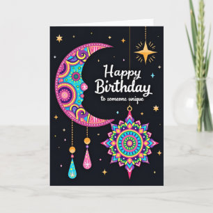 Cartão de Aniversário Celestial e Alegre