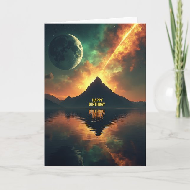 Cartão de Aniversário Celestial Mágico (Frente)