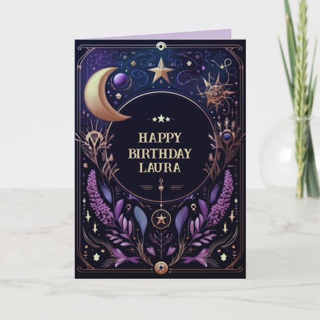Cartão de Aniversário Celestial Personalizado Sol  (Frente)