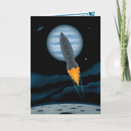 Cartão de Aniversário Cena da Nave Espacial Cósmic
