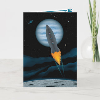 Cartão de Aniversário Cena da Nave Espacial Cósmic