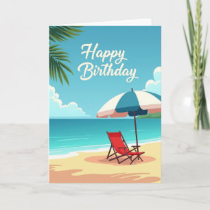 Cartão de Aniversário Cena de Praia
