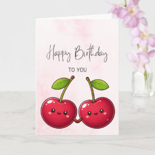 Cartão de Aniversário Cereja Fofa – Feliz Aniversá