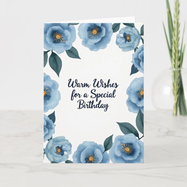 Cartão de Aniversário Cerulean Bloom (Frente)