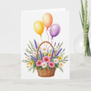 Cartão de Aniversário Cesta de Flores