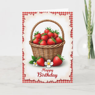 Cartão de Aniversário Cesta de Frutas Rústica